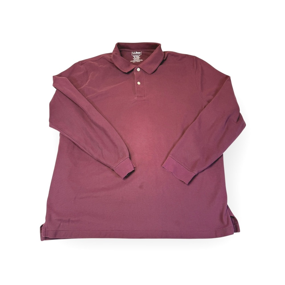 LL‎ Bean Traditional Fit Long Sleeve Polo Shirt Burgundy XL Men's  Read